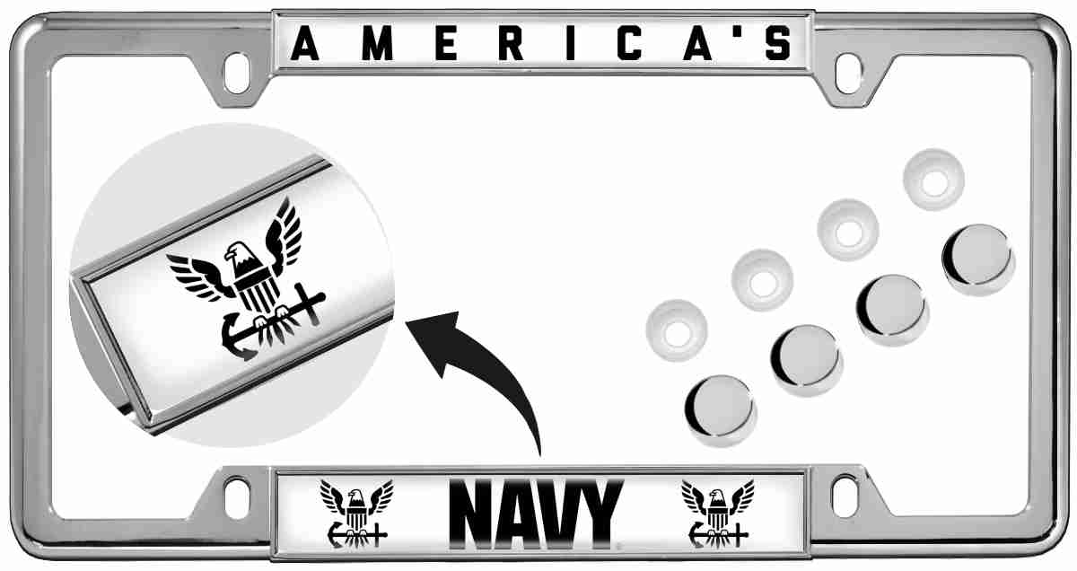 America's Navy - Car Metal License Plate Frame (WB)